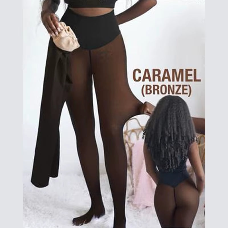 Plus Size Seam Shaping Fleece Leggings Ultra-Thick Nylon High Waist Thermal Winter Pantyhose Tights Fashion Body Shaping Tights